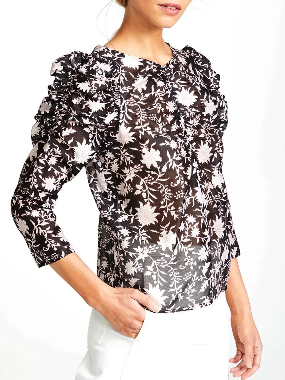 ULLA JOHNSON Posey Blouse in Midnight Size 4